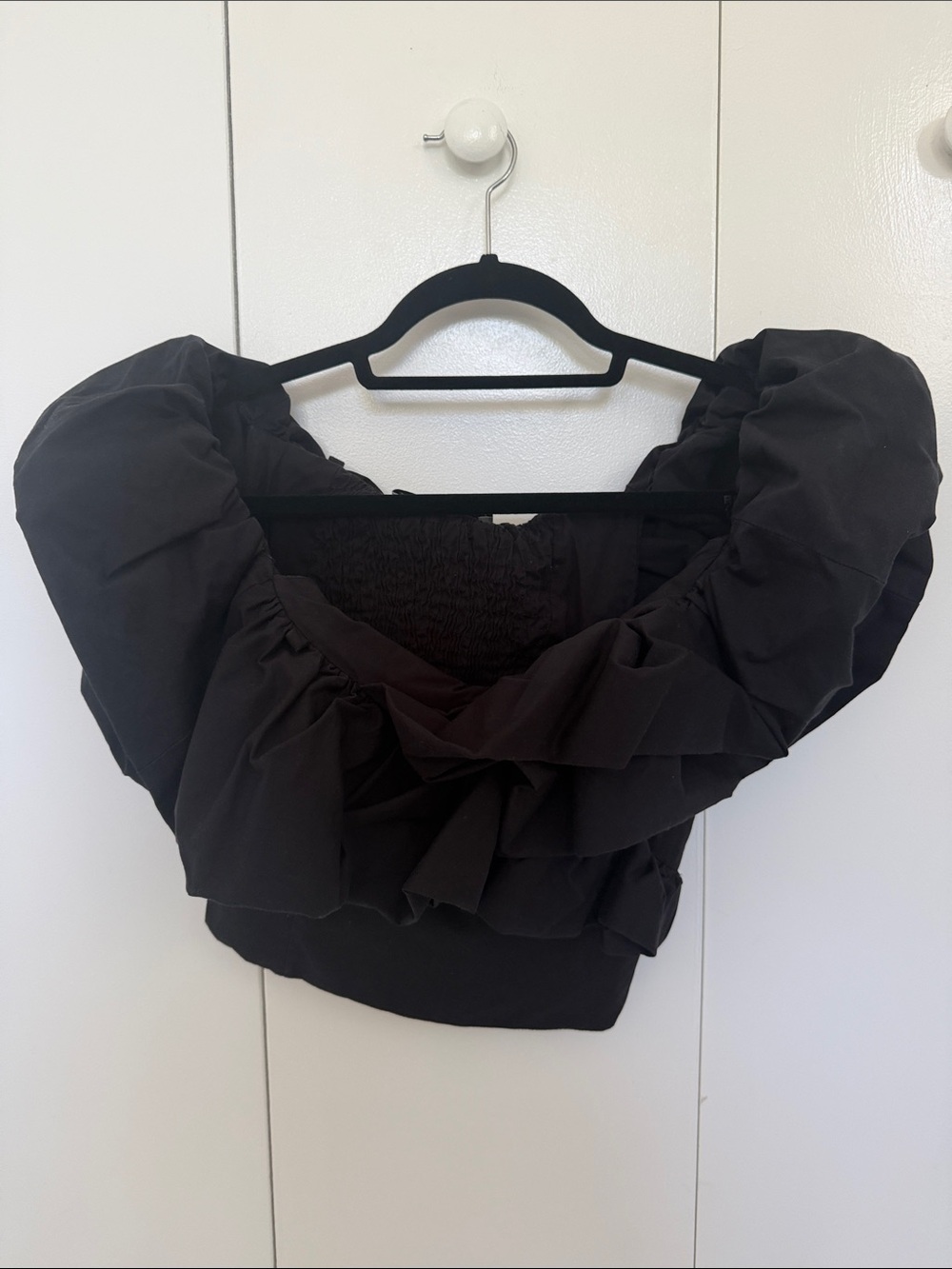 Zara Black Ruffled Off-Shoulder Top - Women's